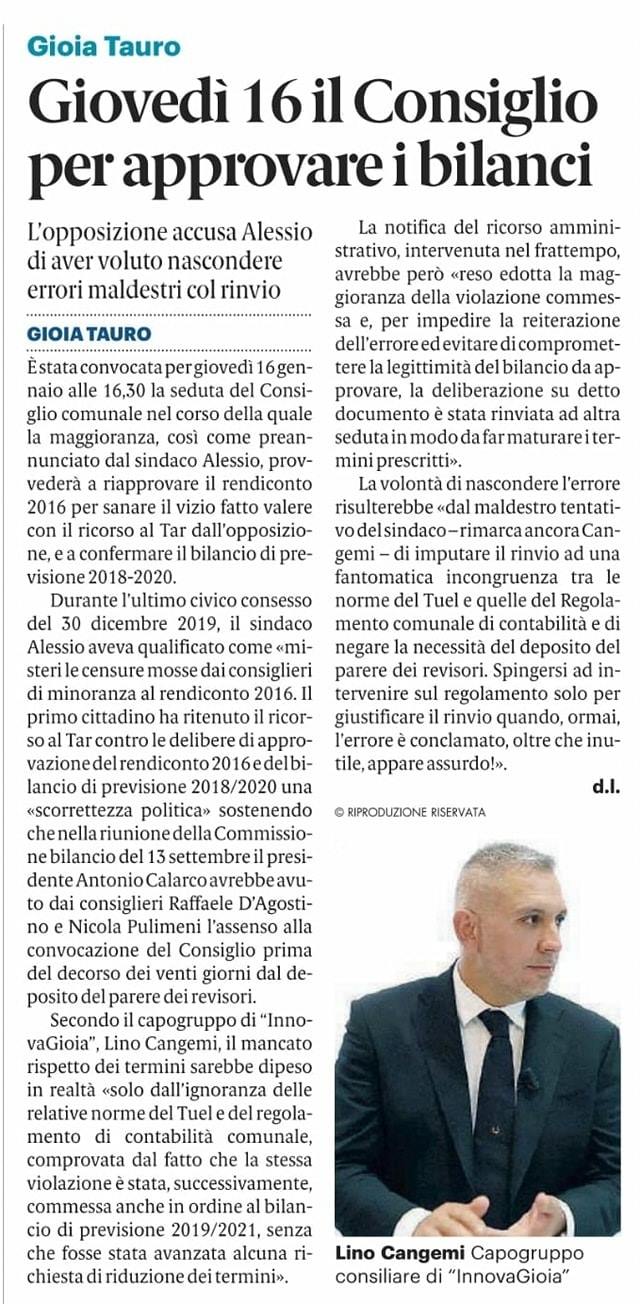 Gazzetta del Sud 12 01 2020