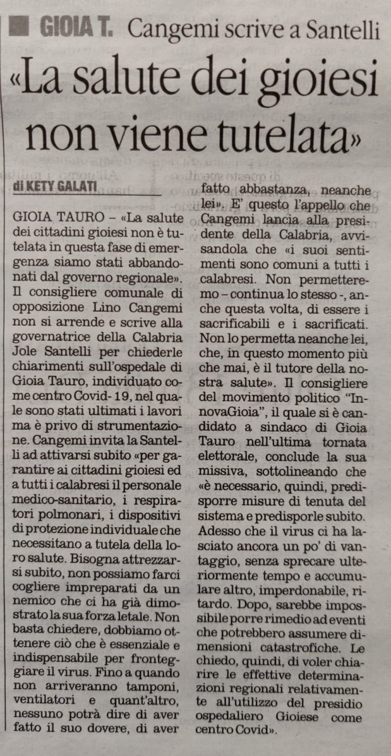 Quotidiano della Calabria 31 Marzo 2020